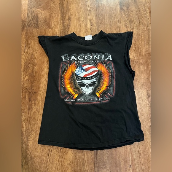 Vintage Laconia Motorcycle N.H Rally Week 2001 weirs beach, black T-shirt. - Picture 1 of 4